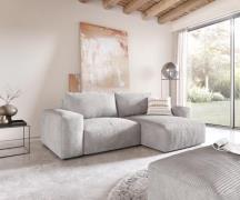 Ecksofa Lanzo L 260x160 cm Cord Silbergrau Recamiere variabel mit Hock...