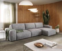 Ecksofa Lanzo L 360x160 cm Cord Silbergrau Recamiere variabel