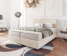 Boxspringbett Dream-Well 160x200 cm Cord Beige mit Taschenfederkernmat...