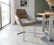 Freischwinger Yago-Flex mit Armlehnen Mikrofaser Taupe Vintage Freisch...