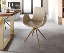 Drehstuhl Ilia-Flex mit Armlehnen Mikrofaser Beige Vintage Kreuzgestel...