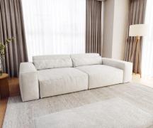 Big-Sofa Sirpio XL 270x130 cm Bouclé Creme-Weiß mit Hocker