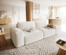 Big-Sofa Lanzo XL 270x130 cm Bouclé Creme-Weiß