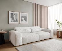 Big-Sofa Sirpio L 260x110 cm Bouclé Creme-Weiß mit Hocker
