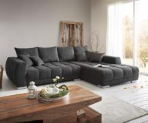 Ecksofa Josea 300x220 cm Mikrofaser Schwarz Recamiere rechts