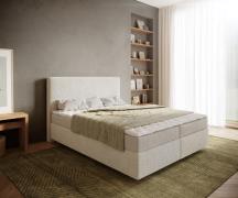 Boxspringbett Dream-Well 160x200 cm Bouclé Creme-Weiß mit Matratze und...