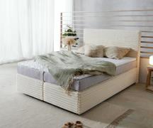 Boxspringbett Dream-Well Plüsch-Cord Beige 140x200 cm TFK-Matratze Vis...