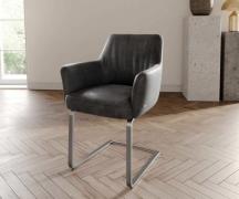 Freischwinger Xana-Flex mit Armlehnen Mikrofaser Anthrazit Vintage Fre...
