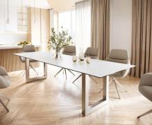 Esstisch Edge 300x100 Keramik Laminam® Statuarietto Weiß Edelstahl Bre...