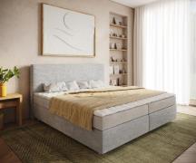 Boxspringbett Dream-Well Cord Silbergrau 200x200 cm Bonell-Matratze PU...