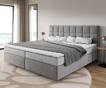 Boxspringbett Dream-Fine Mikrofaser Grau 200x200 cm Bonell-Matratze PU...