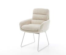 Esszimmerstuhl Abelia-Flex mit Armlehnen Cord Beige Kufengestell Edels...