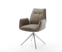 Esszimmerstuhl Zoa-Flex Mikrofaser Taupe Vintage Kreuzgestell breit Ed...