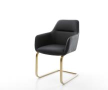 Freischwinger Pejo-Flex Echt-Leder Schwarz Freischwinger flach Gold Ta...