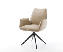 Esszimmerstuhl Zoa-Flex Mikrofaser Beige Vintage Kreuzgestell breit Sc...