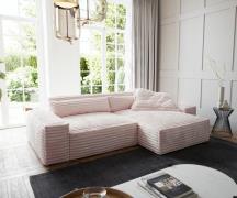 Ecksofa Sirpio XL 270x170 cm Plüschcord Rosé Recamiere variabel