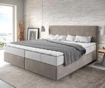 Boxspringbett Dream-Well Mikrofaser Beige 200x200 cm mit Taschenfederk...