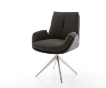 Drehstuhl Clea-Flex Materialmix Schwarz Kreuzgestell breit Edelstahl 3...