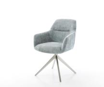 Drehstuhl Pejo-Flex Chenille Pastellblau Kreuzgestell breit Edelstahl ...