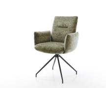 Drehstuhl Jova-Flex mit Armlehnen Chenille Olive Kreuzgestell konisch ...