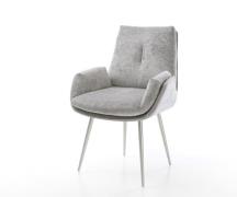 Esszimmerstuhl Clea-Flex Chenille Silbergrau 4-Fuß konisch Edelstahl
