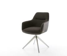 Drehstuhl Pejo-Flex Materialmix Schwarz Kreuzgestell breit Edelstahl 3...