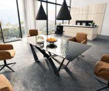 Esstisch Edge 200x100 Reliefglas Rauchschwarz 3D-Design Spider Flachst...