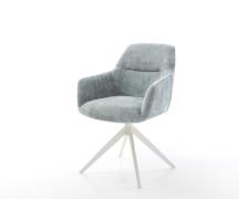 Drehstuhl Pejo-Flex Chenille Pastellblau Kreuzgestell breit Weiß 360° ...