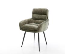 Esszimmerstuhl Abelia-Flex mit Armlehnen Chenille Olive 4-Fuß konisch ...