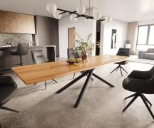 Esstisch Edge 300x100x4 Eiche Natur Kreuzgestell Rechteck Schwarz Live...