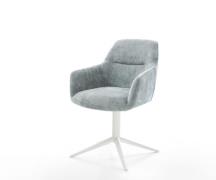 Drehstuhl Pejo-Flex Chenille Pastellblau Fußkreuz Weiß 360° drehbar Wi...