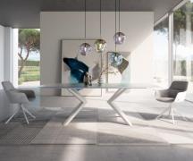 Esstisch Edge Boot 240x120 Reliefglas Perlmutt 3D-Design Zenthara kant...