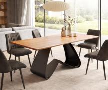 Esstisch Edge 200x100 Akazie Natur W-Gestell Metall Schwarz Live-Edge