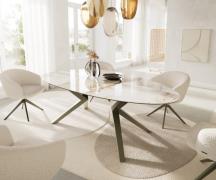 Esstisch Edge Oval 220x120 Keramik Minas Melange Weiß-Beige Zenthara k...