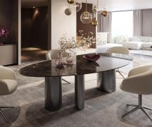 Esstisch Edge Oval 280x130 Keramik Laminam®Emperador Extra Lucidato Du...