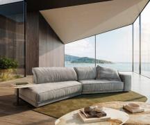 Big-Sofa Snoosh 400x150 cm Strukturstoff Soft Grau Recamiere links