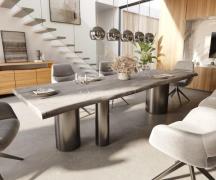 Esstisch Edge 300x100 XL Akazie Platin Troa Edelstahl Graphit Live-Edg...
