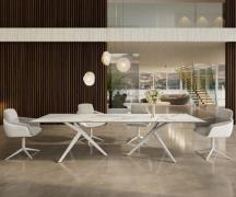 Esstisch Edge 300x100 Keramik Calacatta Luxe Weiß-Gold-Grau Estelar ru...