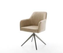 Drehstuhl Greg-Flex Mikrofaser Beige Vintage Kreuzgestell breit Graphi...