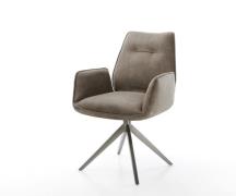 Drehstuhl Zoa-Flex Mikrofaser Taupe Vintage Kreuzgestell breit Graphit...