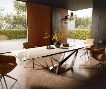Esstisch Edge 200-300x100 Keramik Laminam® Onice Oro Spider Flachstahl...