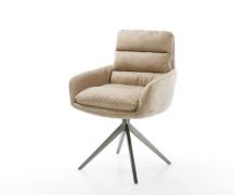 Drehstuhl Abelia-Flex mit Armlehnen Mikrofaser Beige Vintage Kreuzgest...