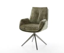 Drehstuhl Clea-Flex Chenille Olive Kreuzgestell breit Graphit 360° dre...
