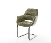 Freischwinger Yago-Flex mit Armlehnen Chenille Olive Freischwinger fla...