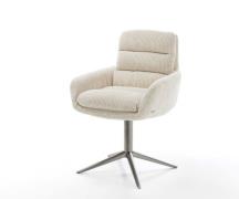 Drehstuhl Abelia-Flex mit Armlehnen Cord Beige Fußkreuz Graphit 360° d...