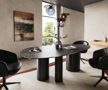 Esstisch Edge Oval 220x120 Keramik Laminam® Nero Greco Anthrazit Troa ...