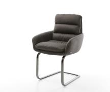Freischwinger Abelia-Flex mit Armlehnen Mikrofaser Anthrazit Vintage F...