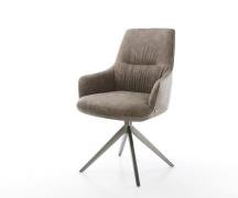 Drehstuhl Zelia-Flex mit Armlehnen Mikrofaser Taupe Vintage Kreuzgeste...