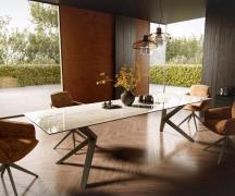 Esstisch Edge 300x100 Keramik Laminam® Onice Oro ?Zenthara kantig Meta...