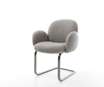 Freischwinger Nube-Flex mit Armlehnen Bouclé Silbergrau Freischwinger ...